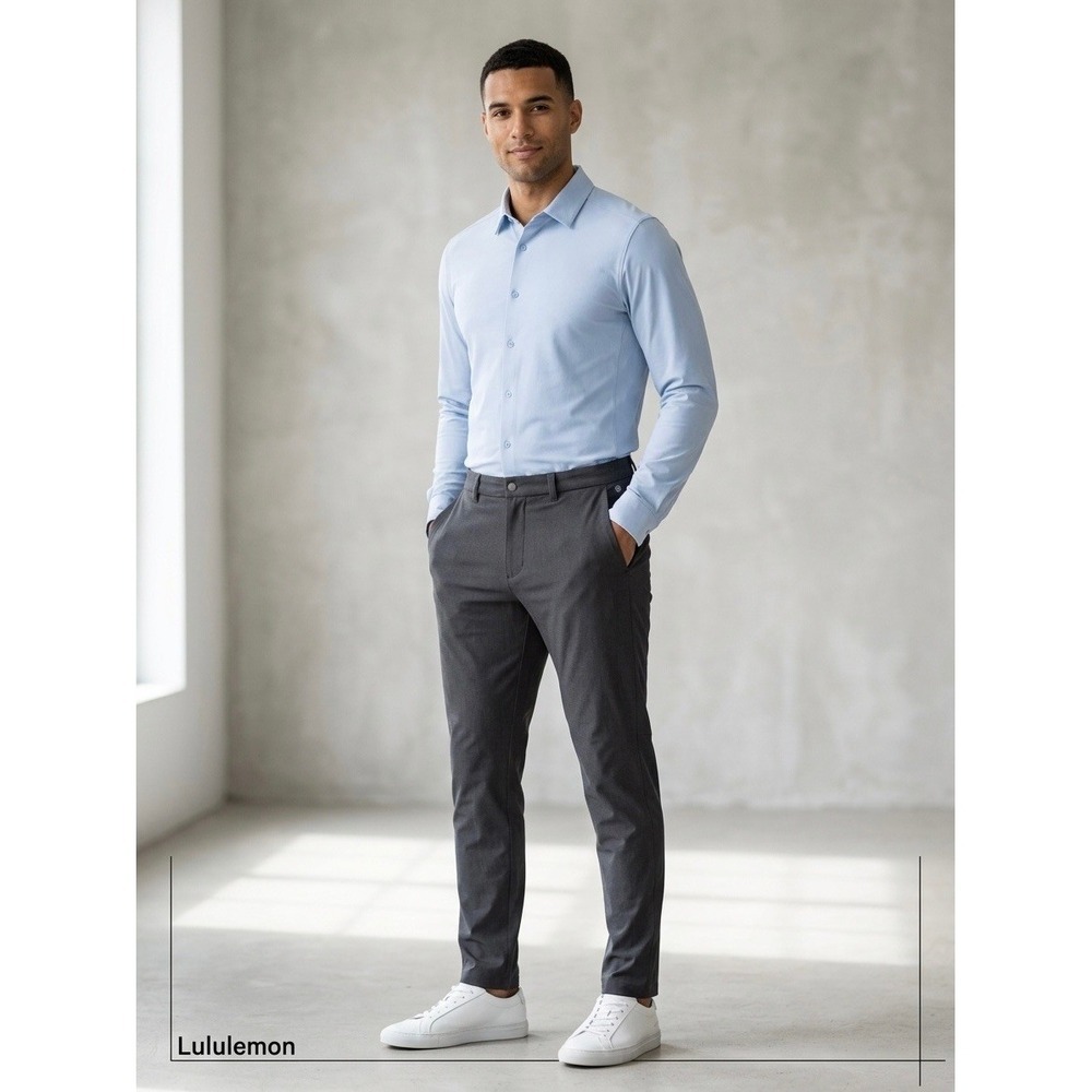 Lululemon Commission Pant Slim Gray Technical Chino Trousers Mens 36 LM5AF6S
